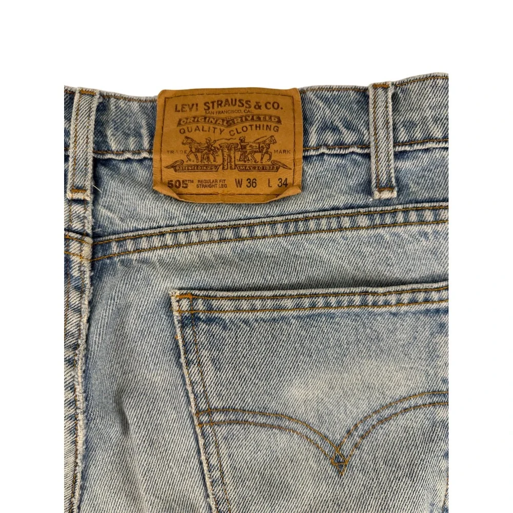 Vintage Levis 505 Orange Tab Regular Fit Straight Leg Jeans Light Wash 36x34